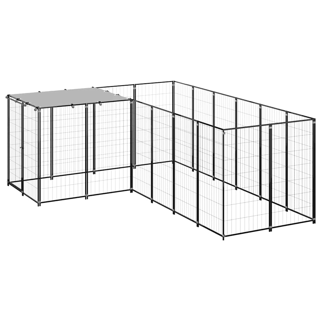 vidaXL Dog Kennel 4.84 m² Steel Black