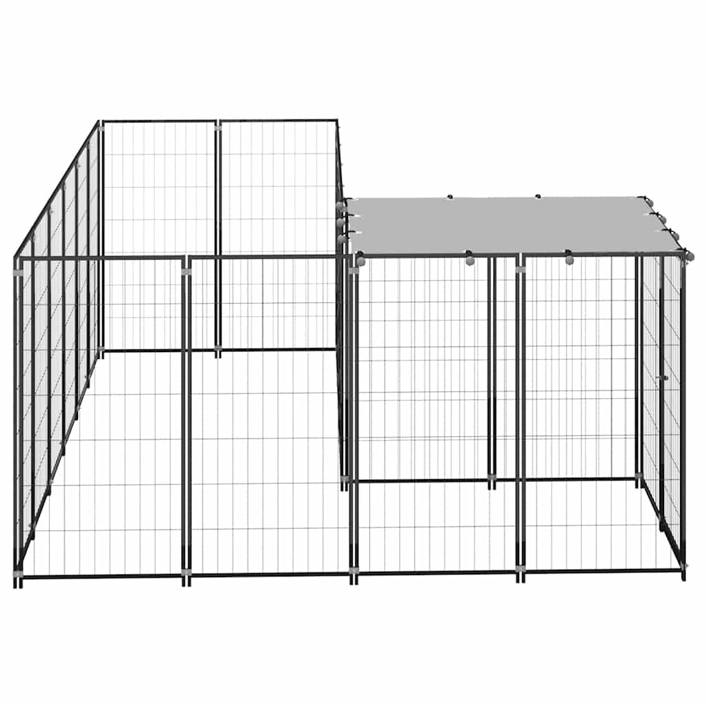 vidaXL Dog Kennel 4.84 m² Steel Black