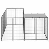 vidaXL Dog Kennel 4.84 m² Steel Black