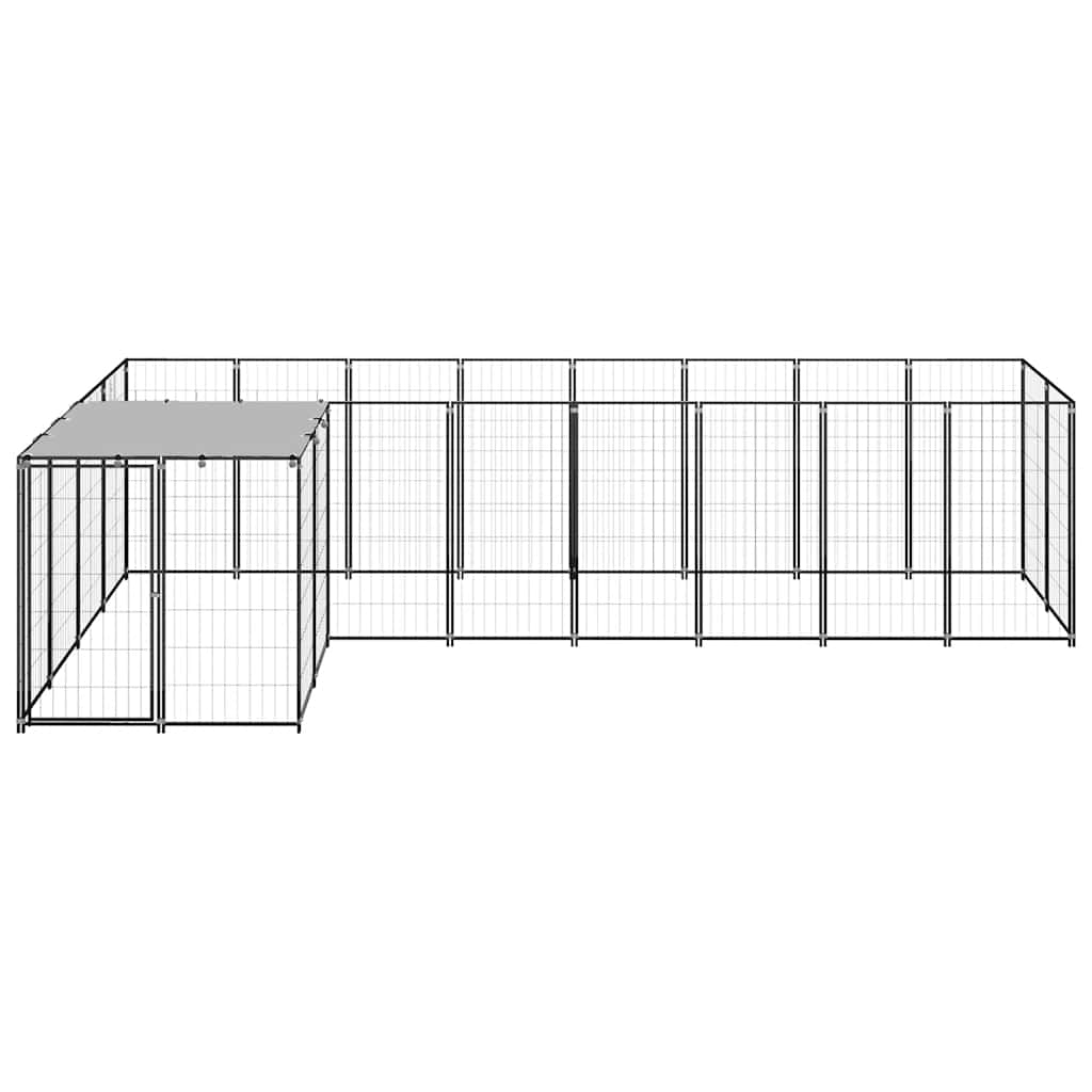 vidaXL Dog Kennel 6.05 m² Steel Black