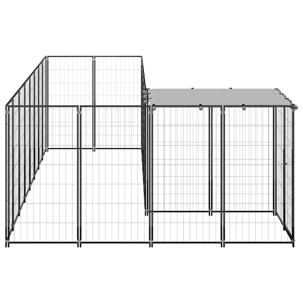 vidaXL Dog Kennel 6.05 m² Steel Black