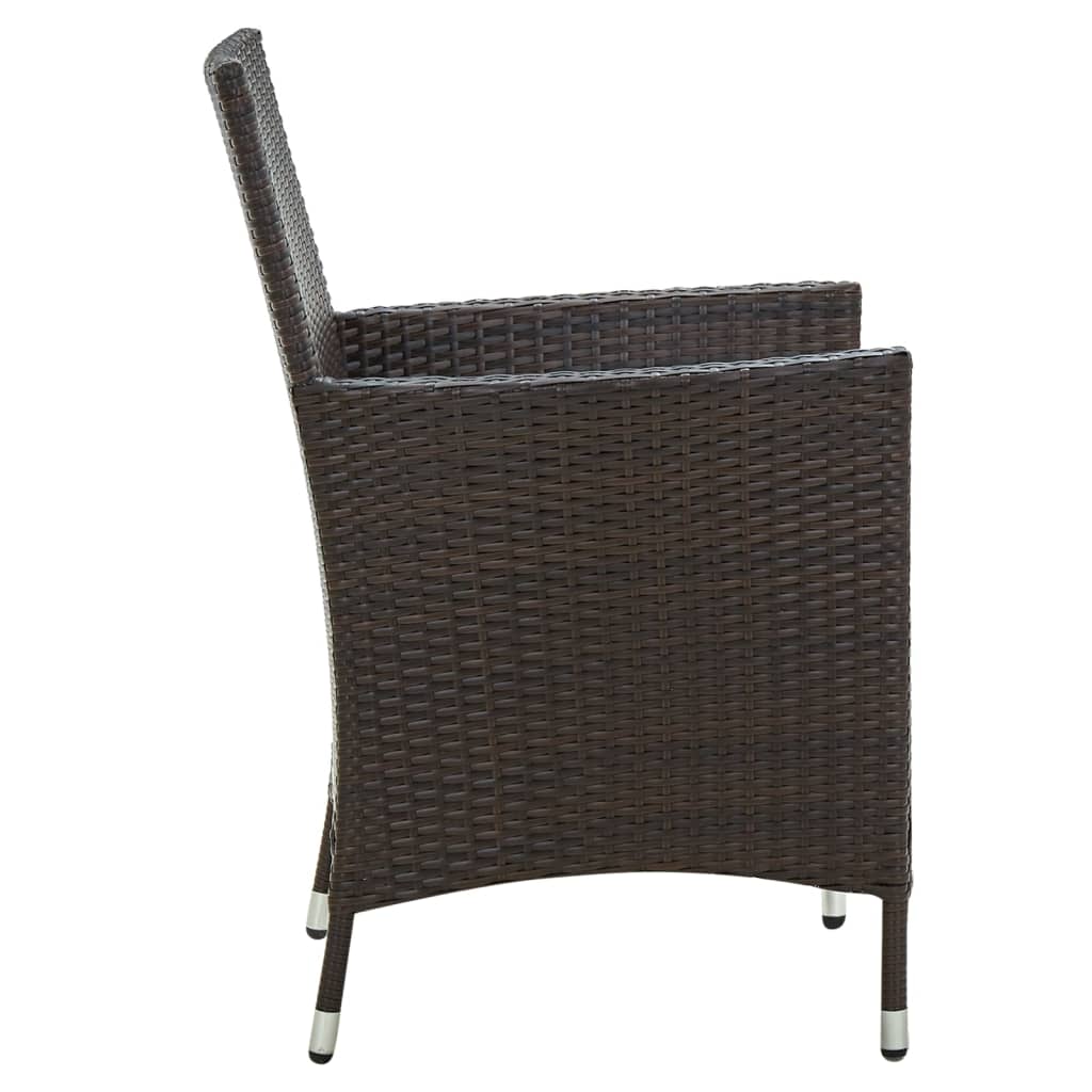 vidaXL Tuinstoelen 2 st met kussens poly rattan bruin