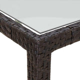 vidaXL Tuintafel 90x90x75 cm gehard glas en poly rattan bruin