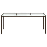vidaXL Tuintafel 190x90x75 cm gehard glas en poly rattan bruin