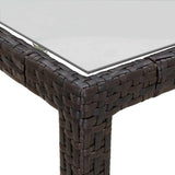 vidaXL Tuintafel 190x90x75 cm gehard glas en poly rattan bruin
