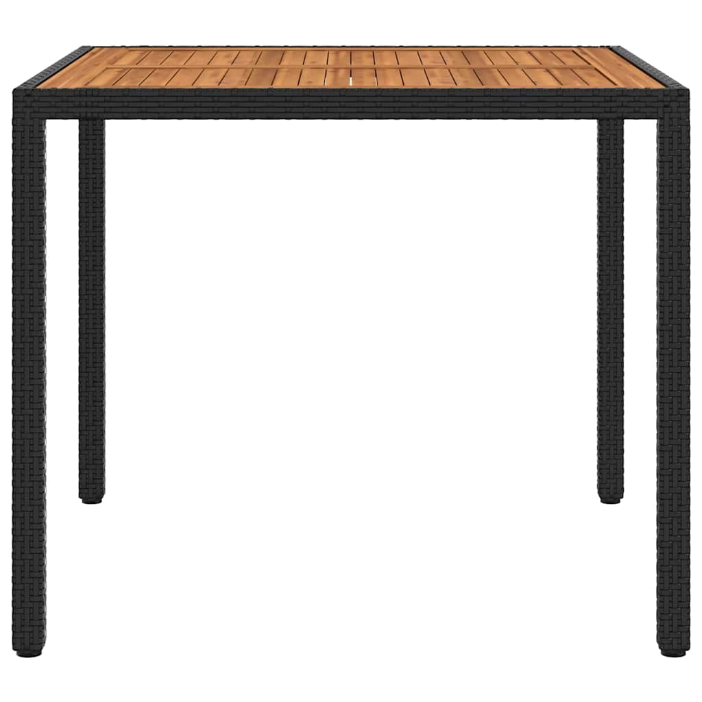 vidaXL Tuintafel 90x90x75 cm poly rattan en acaciahout zwart