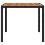 vidaXL Tuintafel 90x90x75 cm poly rattan en acaciahout zwart