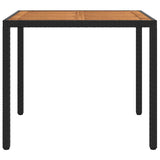 vidaXL Tuintafel 90x90x75 cm poly rattan en acaciahout zwart