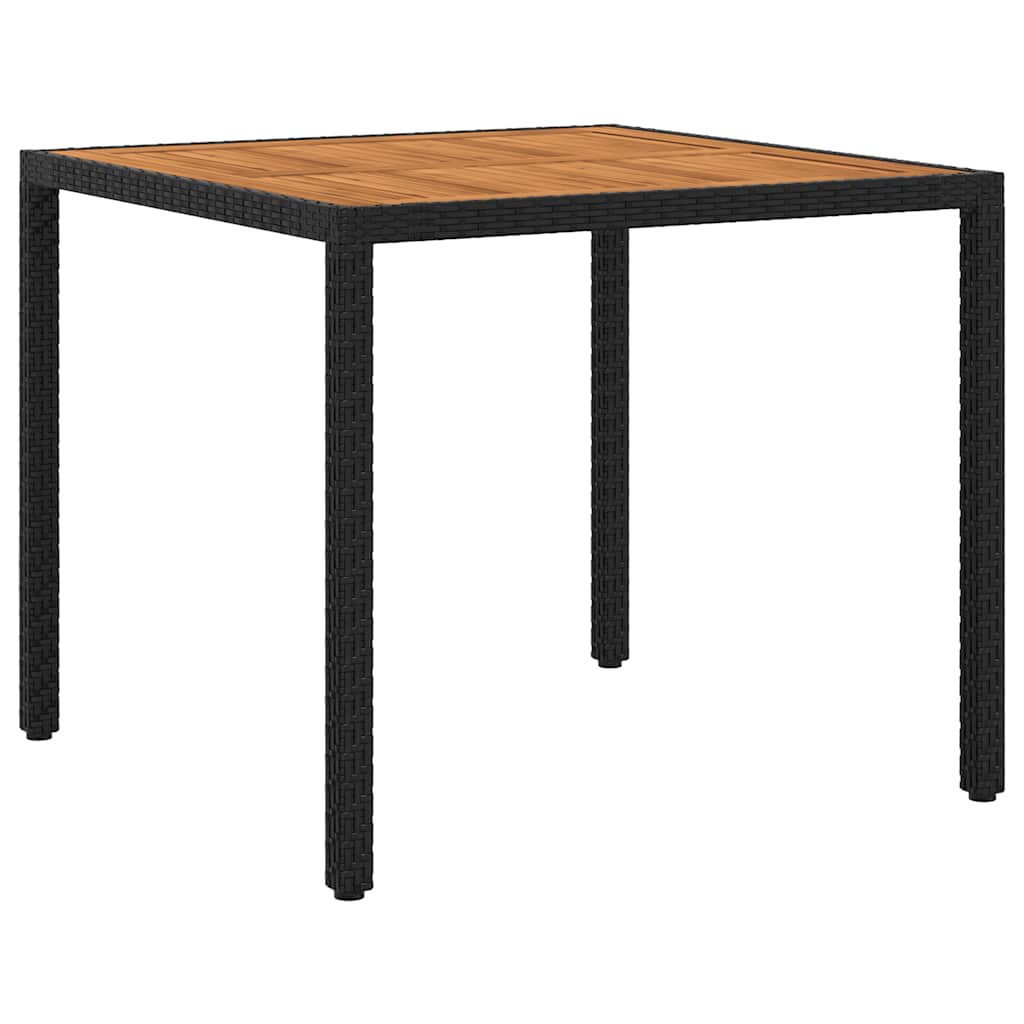 vidaXL Tuintafel 90x90x75 cm poly rattan en acaciahout zwart