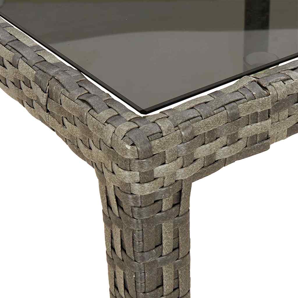 vidaXL Tuintafel 250x100x75 cm gehard glas en poly rattan grijs