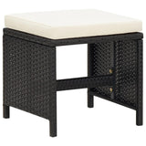 vidaXL Garden stools 4 pcs with cushions poly rattan black