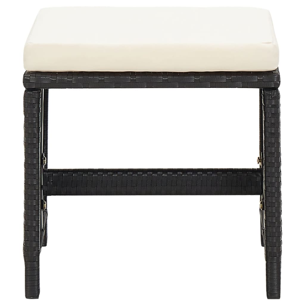 vidaXL Garden stools 4 pcs with cushions poly rattan black