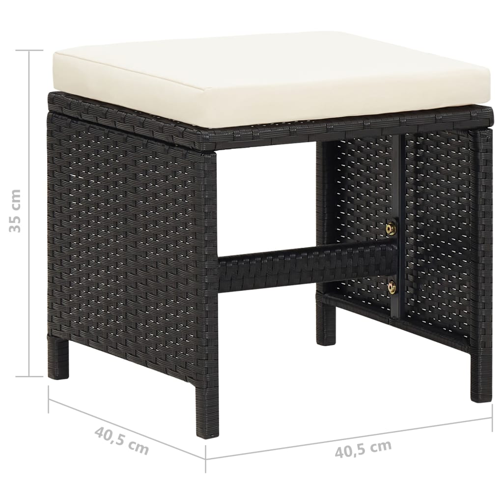 vidaXL Tuinstoel- en voetenbankset 4-delig poly rattan zwart