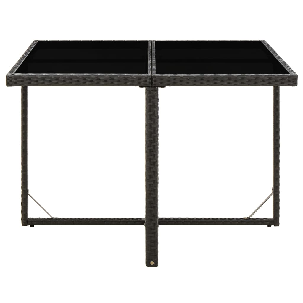vidaXL Tuintafel 109x107x74 cm poly rattan en glas zwart