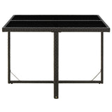 vidaXL Tuintafel 109x107x74 cm poly rattan en glas zwart