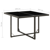 vidaXL Tuintafel 109x107x74 cm poly rattan en glas zwart