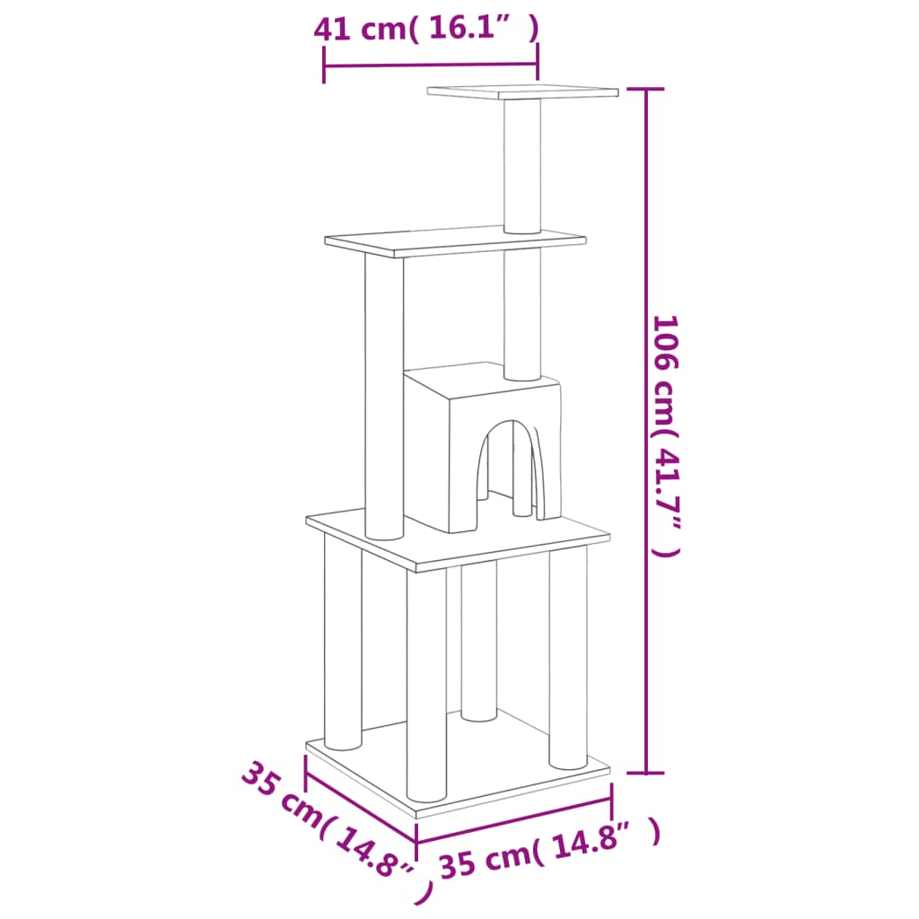 vidaXL Cat scratching post with sisal scratching posts 105 cm cream