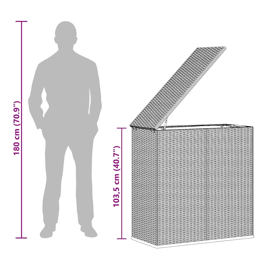 vidaXL Tuinbox 100x49x103,5 cm polyetheen rattan zwart
