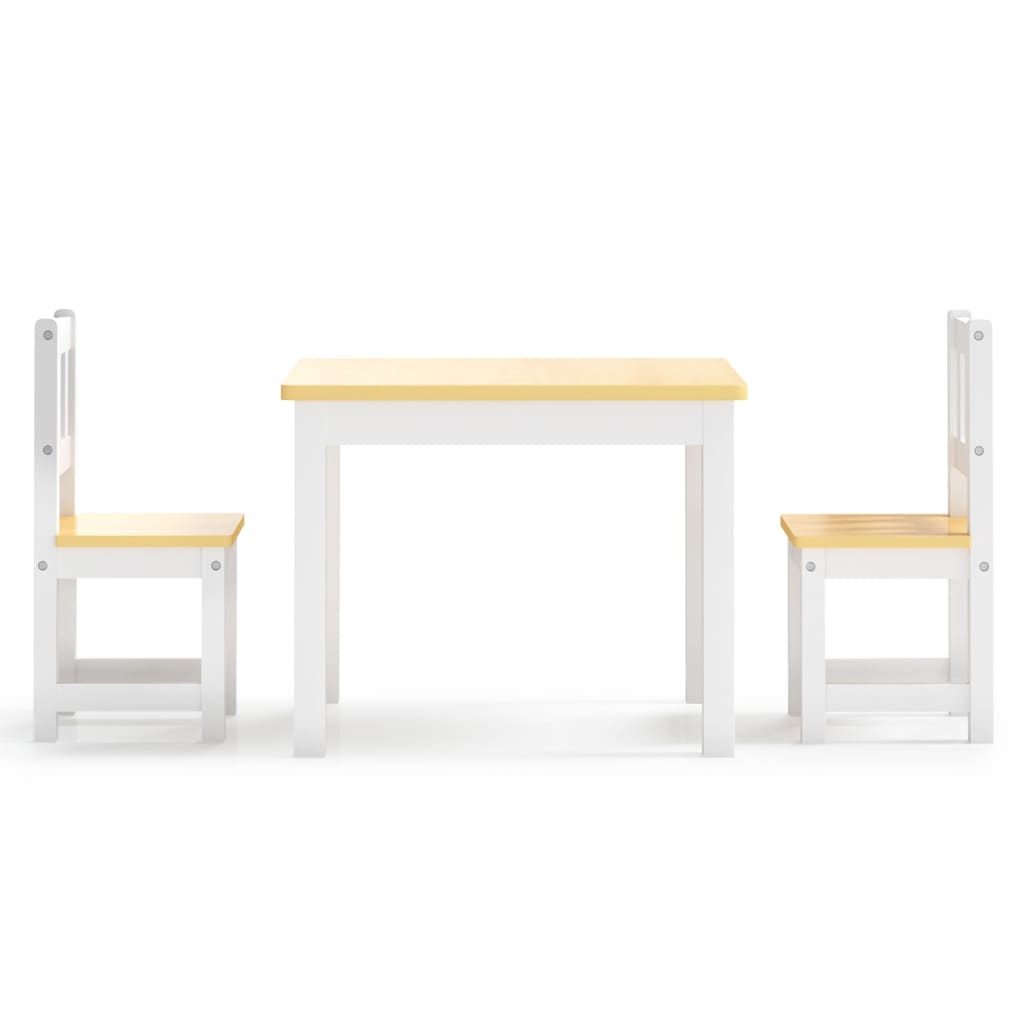 vidaXL 3-Piece Kids Table and Chair Set MDF White and Grey