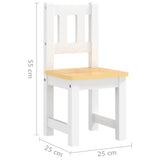 vidaXL 3-Piece Kids Table and Chair Set MDF White and Grey