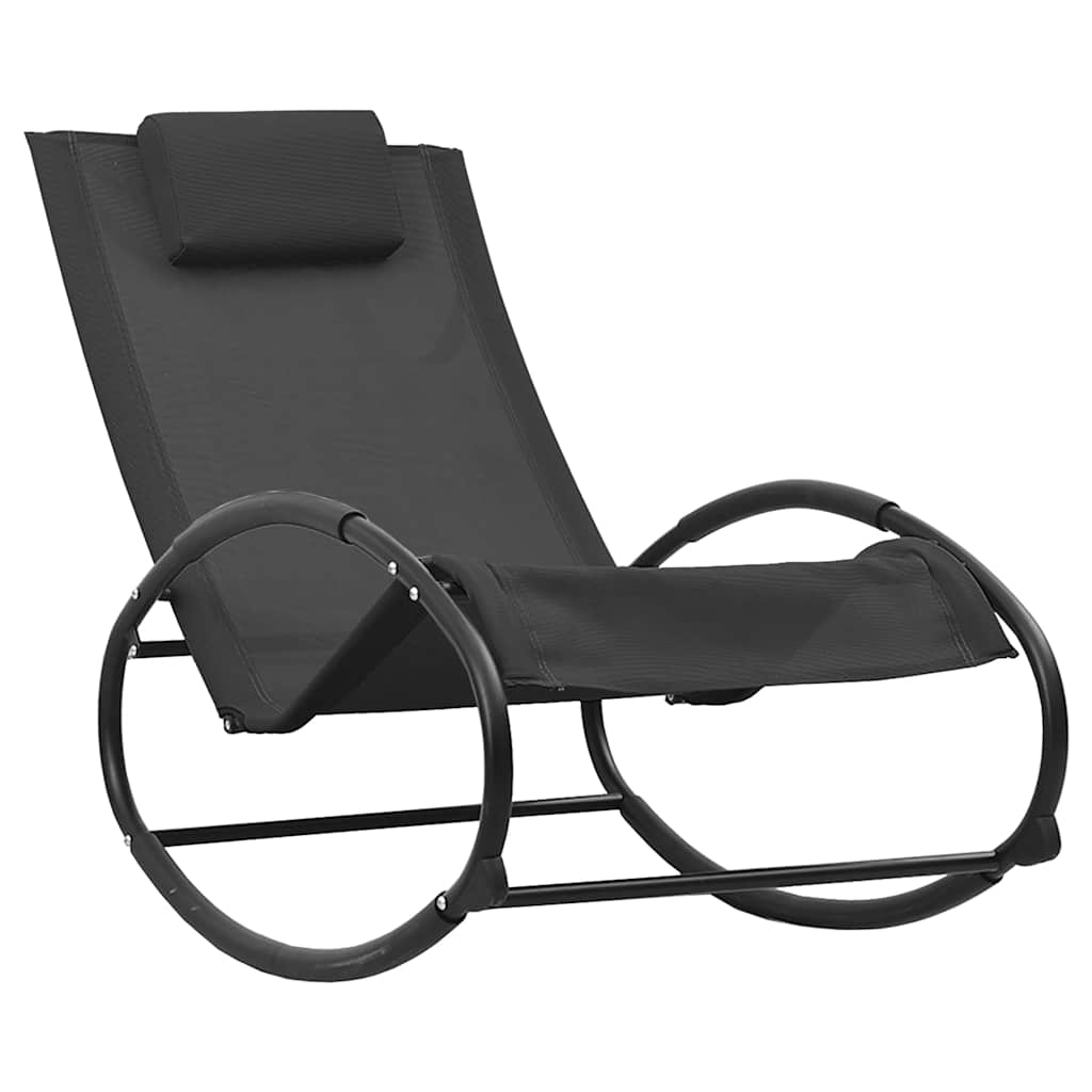 vidaXL Sun Lounger with Cushion Steel and Textilene Black