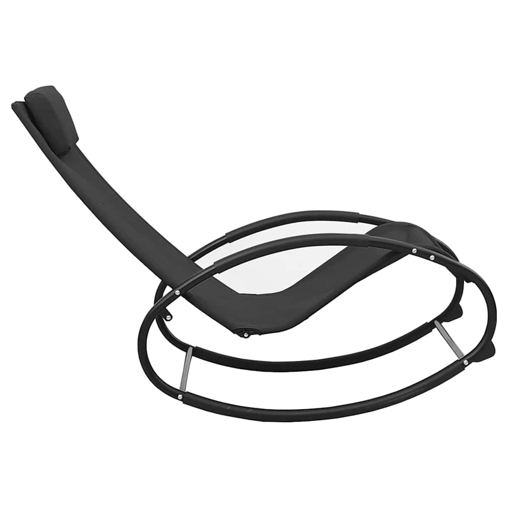 vidaXL Sun Lounger with Cushion Steel and Textilene Black