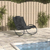 vidaXL Sun Lounger with Cushion Steel and Textilene Black