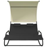 vidaXL Double Rocking Sun Lounger with Canopy Textilene Cream