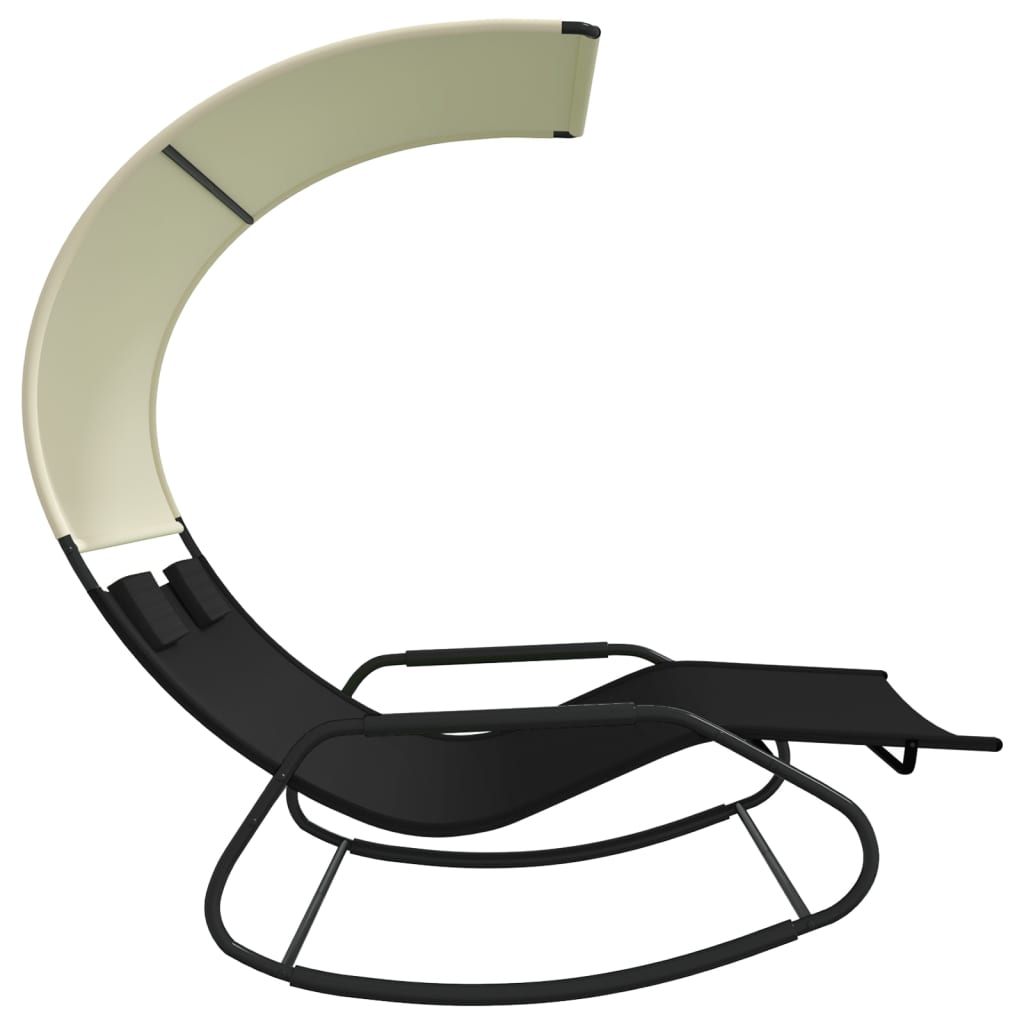 vidaXL Double Rocking Sun Lounger with Canopy Textilene Cream