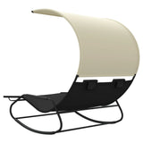 vidaXL Double Rocking Sun Lounger with Canopy Textilene Cream