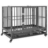 vidaXL Dog Crate with Wheels 92x62x76 cm Steel