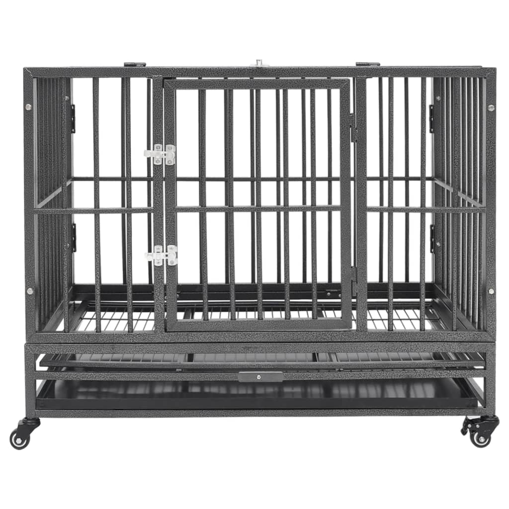 vidaXL Dog Crate with Wheels 92x62x76 cm Steel