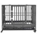 vidaXL Dog Crate with Wheels 92x62x76 cm Steel