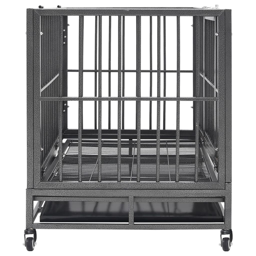 vidaXL Dog Crate with Wheels 92x62x76 cm Steel