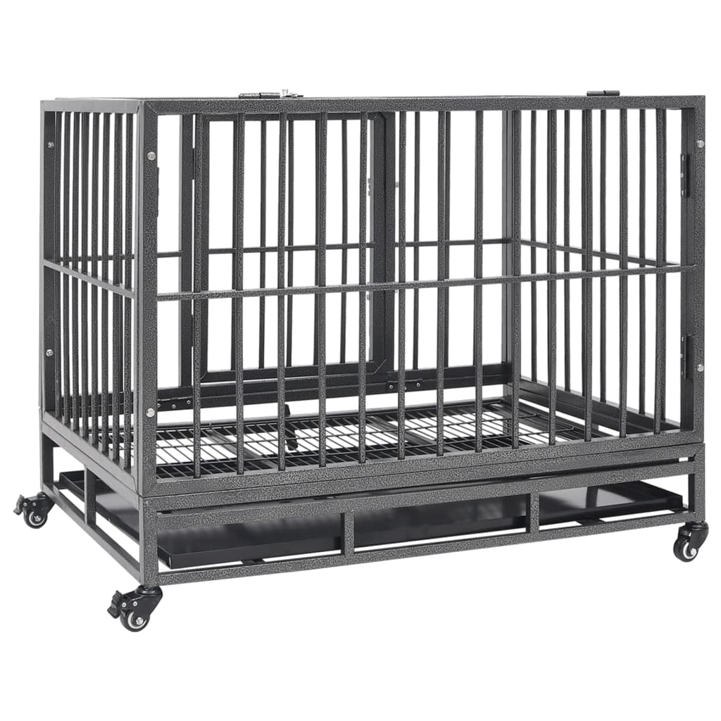 vidaXL Dog Crate with Wheels 92x62x76 cm Steel