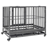 vidaXL Dog Crate with Wheels 92x62x76 cm Steel