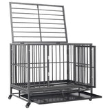 vidaXL Dog Crate with Wheels 92x62x76 cm Steel