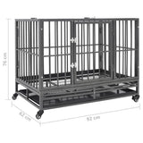 vidaXL Dog Crate with Wheels 92x62x76 cm Steel