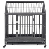 vidaXL Dog Crate with Wheels and Roof 92x62x106 cm Steel