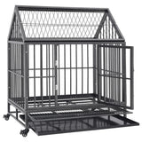 vidaXL Dog Crate with Wheels and Roof 92x62x106 cm Steel