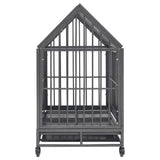 vidaXL Dog Crate with Wheels and Roof 92x62x106 cm Steel