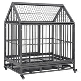vidaXL Dog Crate with Wheels and Roof 92x62x106 cm Steel