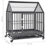 vidaXL Dog Crate with Wheels and Roof 92x62x106 cm Steel