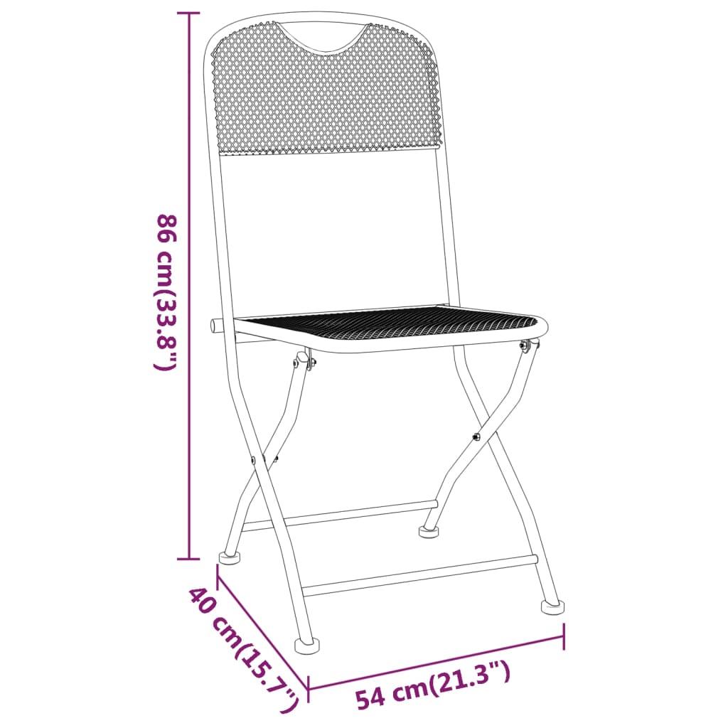 vidaXL Folding Garden Chairs 2 pcs Mesh Anthracite
