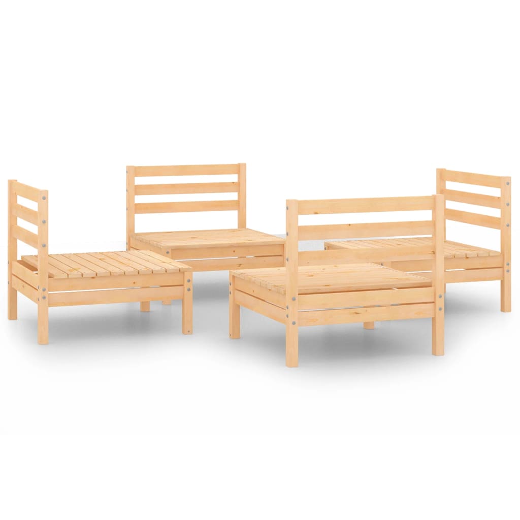 vidaXL 4-Piece Solid Pine Wood Lounge Set