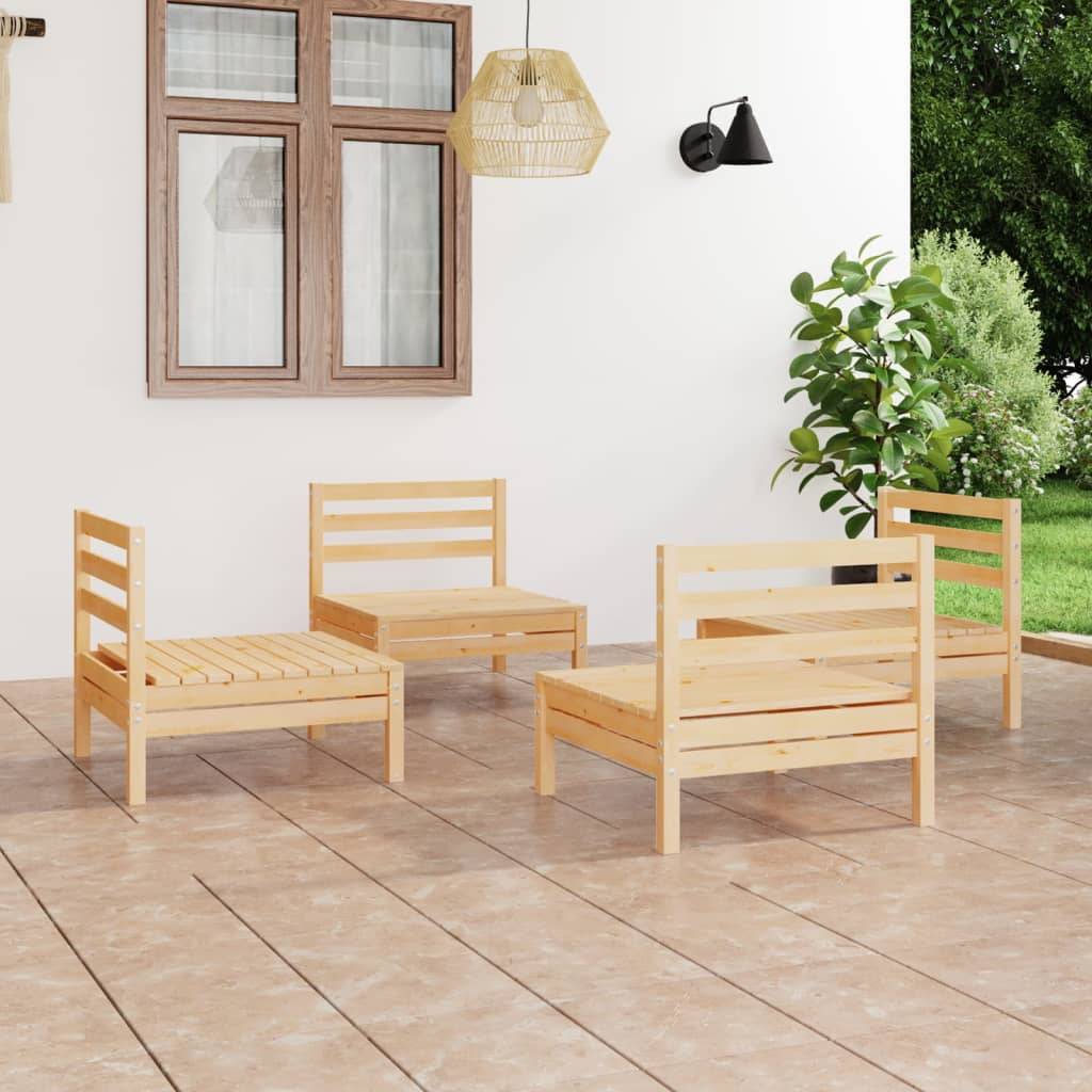 vidaXL 4-Piece Solid Pine Wood Lounge Set