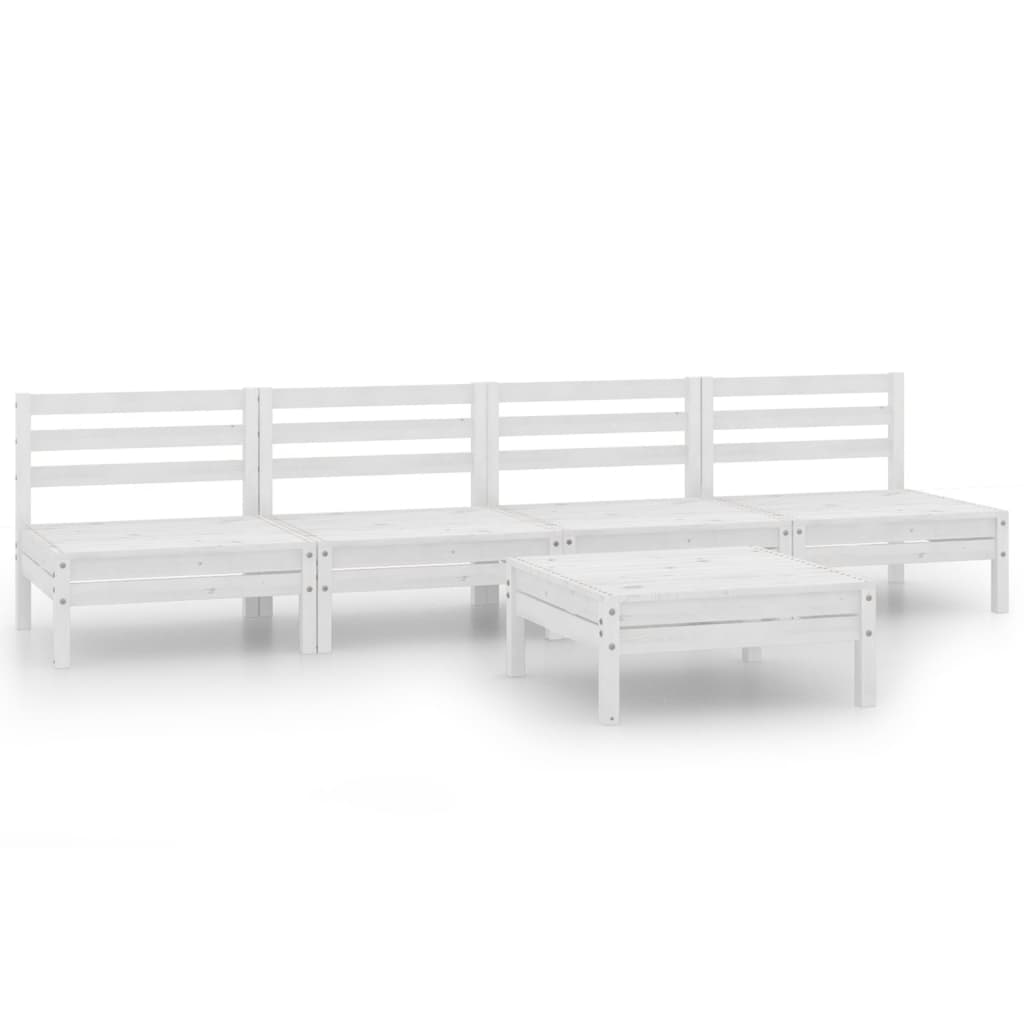 vidaXL 5-piece Lounge Set Solid Pine Wood White
