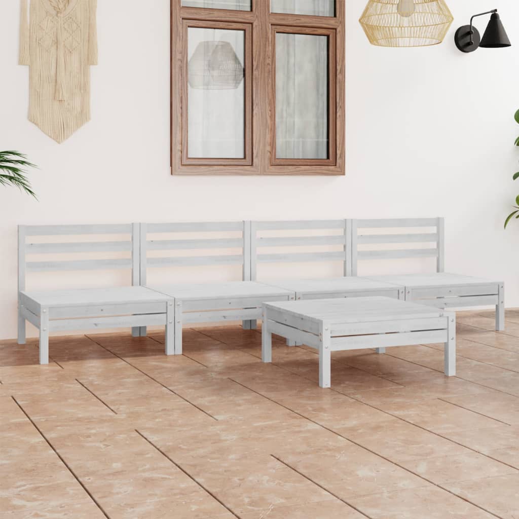 vidaXL 5-piece Lounge Set Solid Pine Wood White