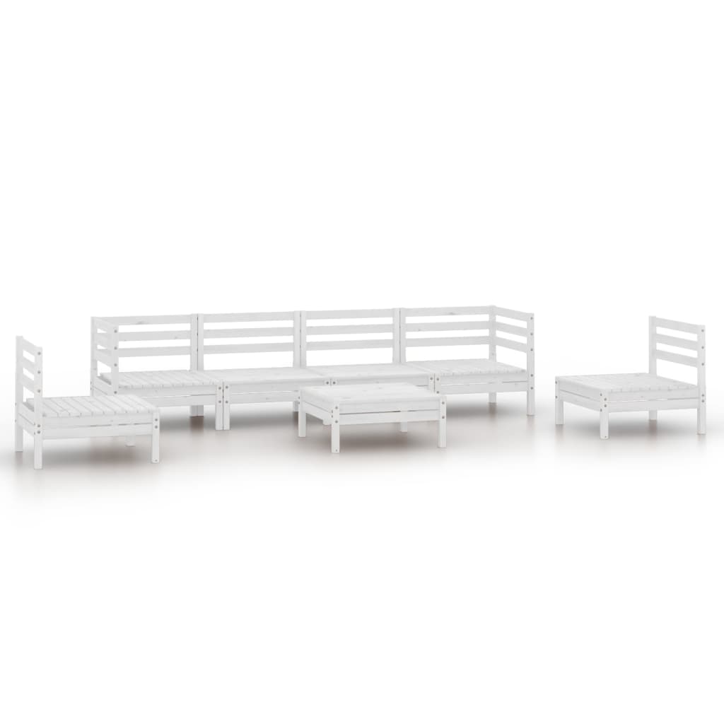 vidaXL 7-Piece Lounge Set Solid Pine Wood White