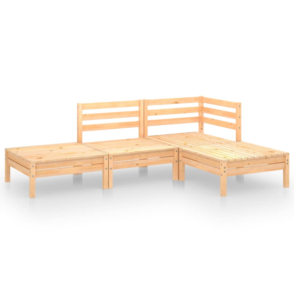 vidaXL 4-Piece Solid Pine Wood Lounge Set